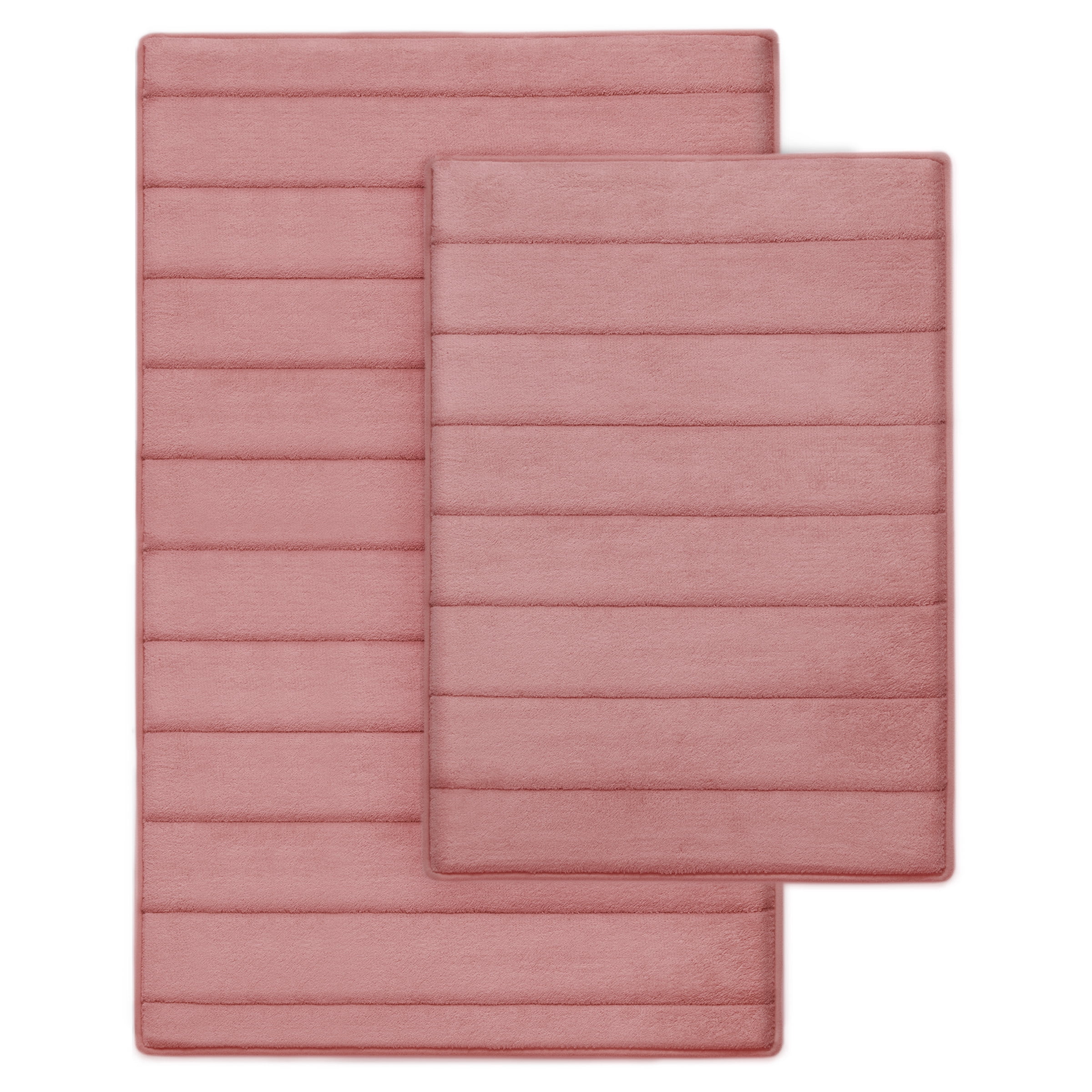 Microdry Absorbent CoreTex Memory Foam Bath Mat Set, Rose (2-Piece)