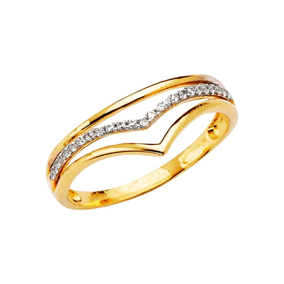 14k Yellow Gold 3lins Fancy Cubic Zirconia Band Ring Size 7 Ring for Women and Men - 2.1 Grams