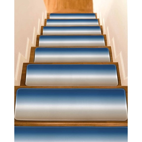 Stair Treads for Wooden Steps, Navy Blue Beige Ombre Cream Peel and Stick Stair Treads with Adhesive, Modern Abstract Art Non Slip Indoor Stairs Runner Rugs Mats for Elders Dogs 8"x30"10PCS