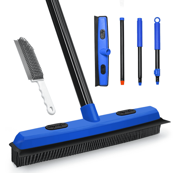 JEHONN Rubber Broom Carpet Rake for Pet Hair Remover