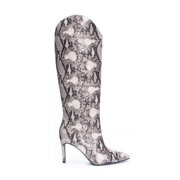CHINESE LAUNDRY Womens Gray Snake Padded Rimma Pointed Toe Stiletto Slip On Dress Boots 10 M