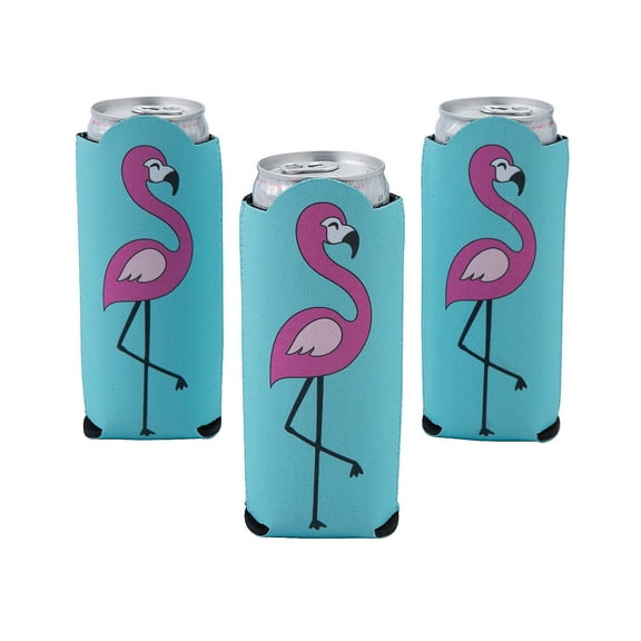 Fun Express Premium Flamingo Slim Fit Can Coolers - 12 Pieces