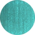 thumbnail image 1 of Ahgly Company Machine Washable Indoor Round Oriental Turquoise Blue Industrial Area Rugs, 5' Round, 1 of 4