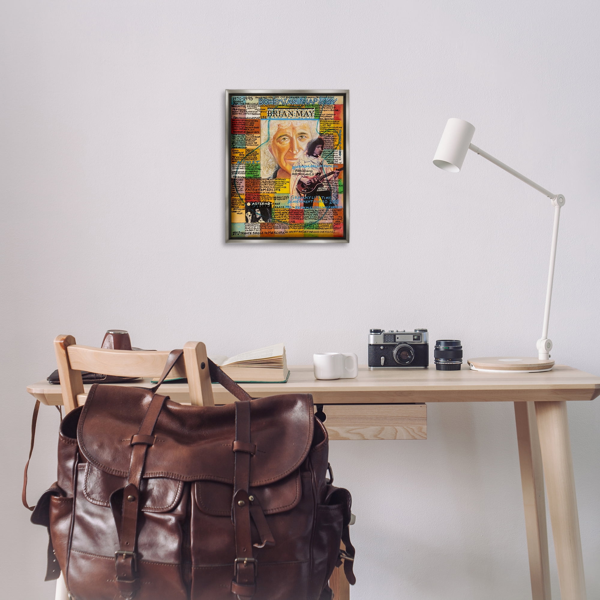 Stupell Industries Brian May Collage People Drawing Gray Floater Framed Canvas Art Print Wall Art, 17 x 21