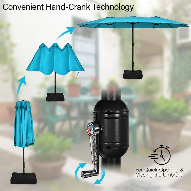 Gymax 15ft Double-Sided Patio Twin Umbrella, Extra-Large Outdoor