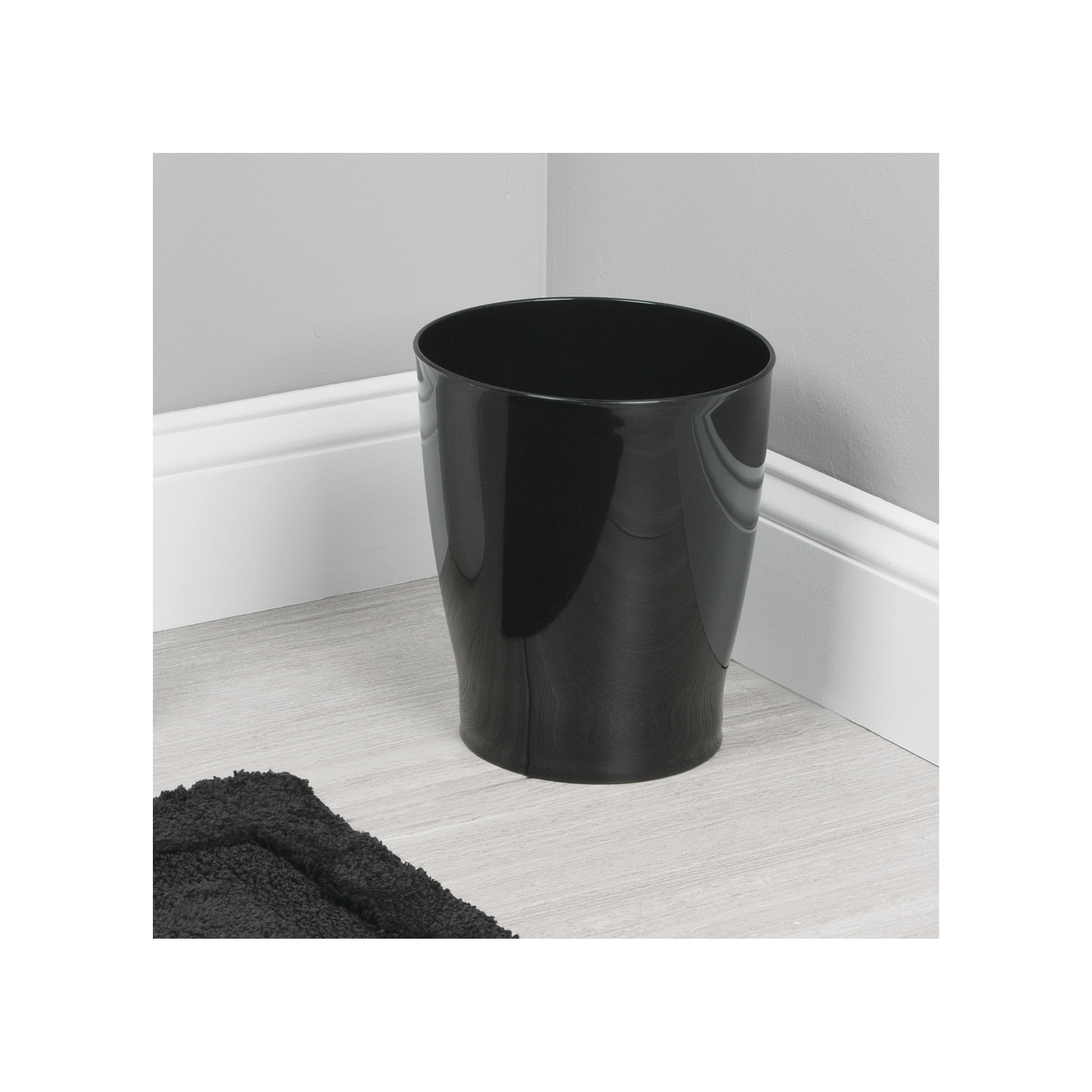 Small Round Plastic Bathroom Trash Can - Slim Trash Can for Bathroom, Bedroom, or Home Office - Made in USA