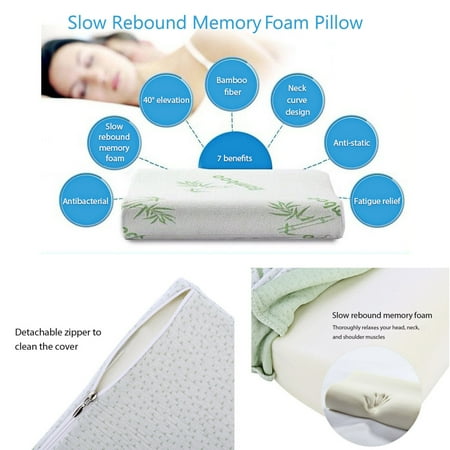 High Density Bamboo Memory Foam Bed Pillow Hypoallergenic Cool