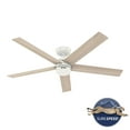 thumbnail image 2 of Hunter - Burton Indoor/Outdoor Ceiling Fan, Wall Control, 52-inch, Fresh White, Farmhouse-style, 4-speed WhisperWind Motor, 52929, for porches, patios, sunrooms, bathrooms, 2 of 17