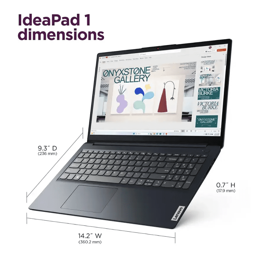 Lenovo IdeaPad 1 15.6" Full HD Laptop, AMD Ryzen 3 7320U, 4GB RAM, 128GB SSD, Win 11 Home in S Mode 82VG00R2US