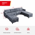 thumbnail image 3 of Puremind Canapé Sectionnel en U, Sofa Sectionnel Modulaire 8 Places avec Ottomane de Rangement et Accoudoirs Réglables pour Salon, Gris Foncé, 3 of 8
