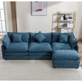 thumbnail image 3 of 111.4" L-Shape Chenille Upholstered Sofa with 5 Pillows, Modern Luxury Sofa Couch with Removable Ottoman, 3-Seater Couch Sectional Sofa Set for Living Room (Blue-5 Pillows), 3 of 18