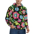 thumbnail image 2 of Honeii Vector Mexican Otomi Style Bright Pattern Mens Hoodies Men's Loose Sleeve Sweatshirt,Pullover Hooded Sweatshirt for Men,Essentials Hoodie-XX-Large, 2 of 7