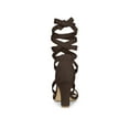 thumbnail image 2 of BLISSFUL STEP Women's Sandals Solid Color Mid Block Heels Lace up Sandals Coffee 7, 2 of 7