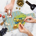 thumbnail image 4 of Cartoon Cutting Board, Hipster Boho Duck Dotted Bow Cool Free Smart Geese Design, Decorative Tempered Glass Cutting and Serving Board, Wine Bottle Shape, Orange Yellow Blue, by Ambesonne, 4 of 5