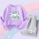 thumbnail image 1 of Cinnamoroll-Ropa deportiva Kawaii Anime Sanrio para niños, Conjunto de sudadera informal, pantalones de 2 piezas, ropa de dibujos animados para niñas lindas, otoño, 1 of 4