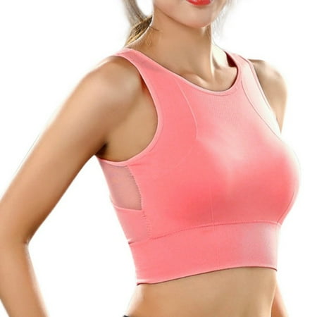 

Pretty Comy Women Breathable Mesh Sexy Bra Shockproof Padded Bras Solid Seamless Fitness Bralette Tops Vest