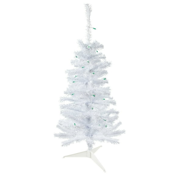 3' Pre-Lit Woodbury White Pine Slim Artificial Christmas Tree Green