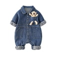 thumbnail image 2 of Mameluco de los bebés,Mameluco vaquero de manga larga para bebés y niñas primavera,Traje de mono para bebé Ropa de bebé Mameluco hecho a mano,Mono Infantil de Moda con para altura 66cm, 2 of 8