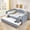 Blue, variant on HanuQ Full-Size Gingham Upholstered Daybed with Pull-Out Trundle and Side Storage Pocket, Solid Wood Frame Multi-Functional Sofa Bed, Blue