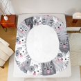 thumbnail image 4 of Manfei Funny Kitten Fitted Sheet Queen, Kawaii Animal Kitten Bedding, Gray, 3 Pieces, 1 Fitted Sheet and 2 Pillowcases, 4 of 6