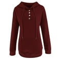 thumbnail image 6 of Daznico Women Casual Half Buttons Sweatshirt Hooded Strap Long Sleeve Loose Top Drawstring Hoodies with Pocket,Women's Hoodies & Sweatshirts--S, 6 of 6