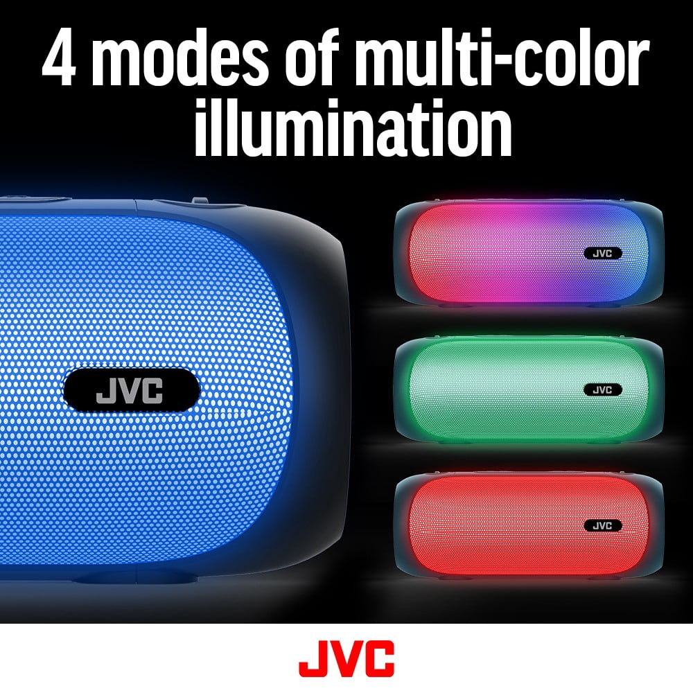 JVC Illuminated Portable Wireless Speaker with 30W max outputs, Dynamic Sound, Bluetooth 5.0, TWS Capability, USB-C, AUX in, up to 6-Hour Battery Life - SPPA7BTB (Black)