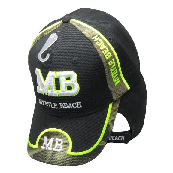 Myrtle Beach "MB" Script South Carolina SC Black CAMO Embroidered Cap Hat