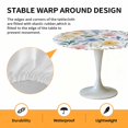 thumbnail image 6 of Pink Blue Yellow Flowers Elastic Fitted Round Table Cover Watercolor Spring Waterproof Outdoor Tablecloth for Holiday Party, Picnic, Patio & Dining Fits Tables Up to 45"-54", 6 of 8