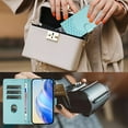 thumbnail image 5 of Allytechgroup Wallet Phone Case for Apple iPhone 16 Pro, RFID Blocking Crossbody Shoulder Strap + Hand Wrist Flip Cover Stand Credit Cards Holder Protective Case for Girls Women, Mint, 5 of 11