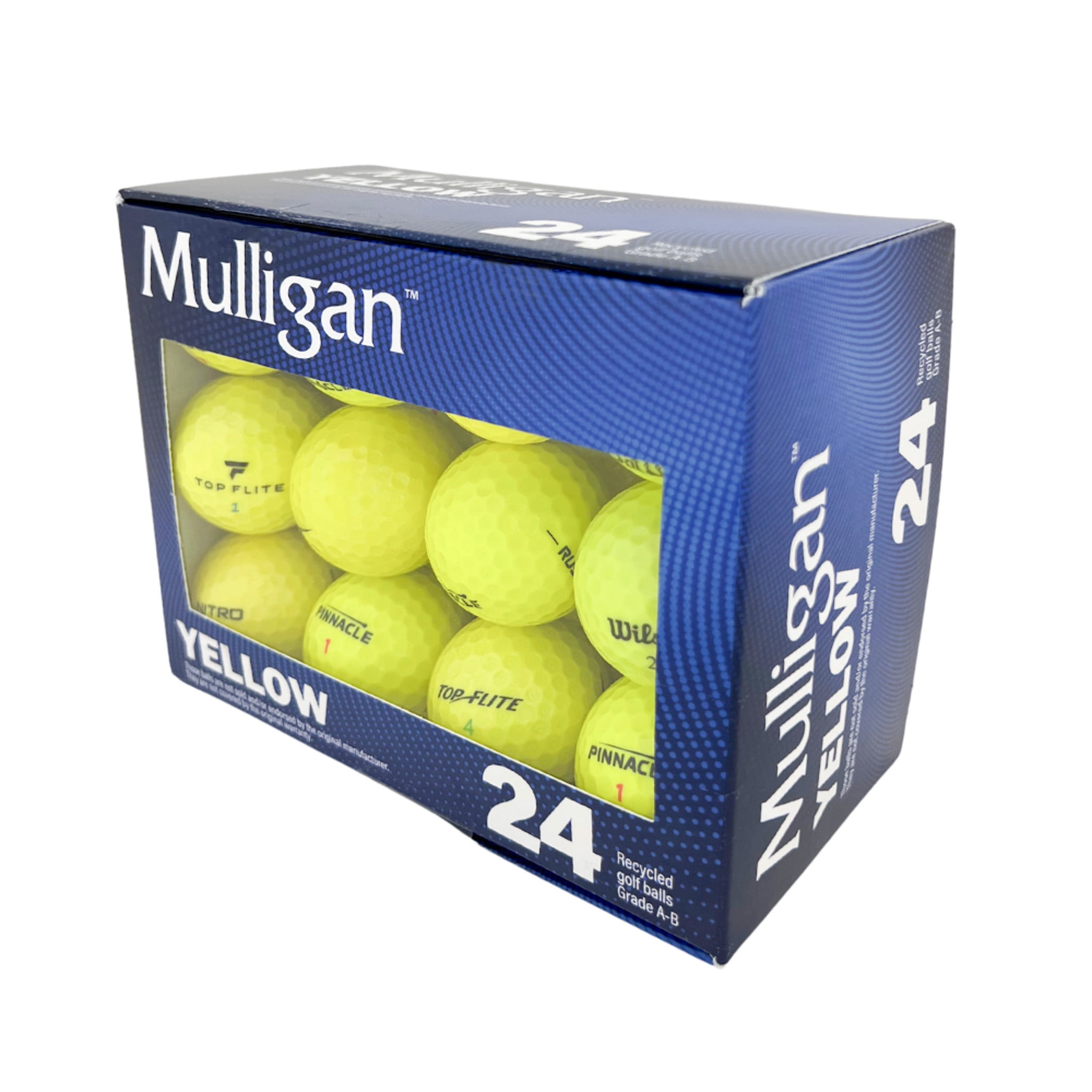 Mulligan Recycled Yellow Golf Balls, Mixed, 24-pack