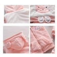 thumbnail image 4 of XUELUO Toddler Boys Casual Outfit Sets Baby Girls 3 Pieces Sets Cute Print Long Sleeve Sweatshirts + Hooded Vest Jacket + Elastic Waist Clothing Sportwear, 4 of 7
