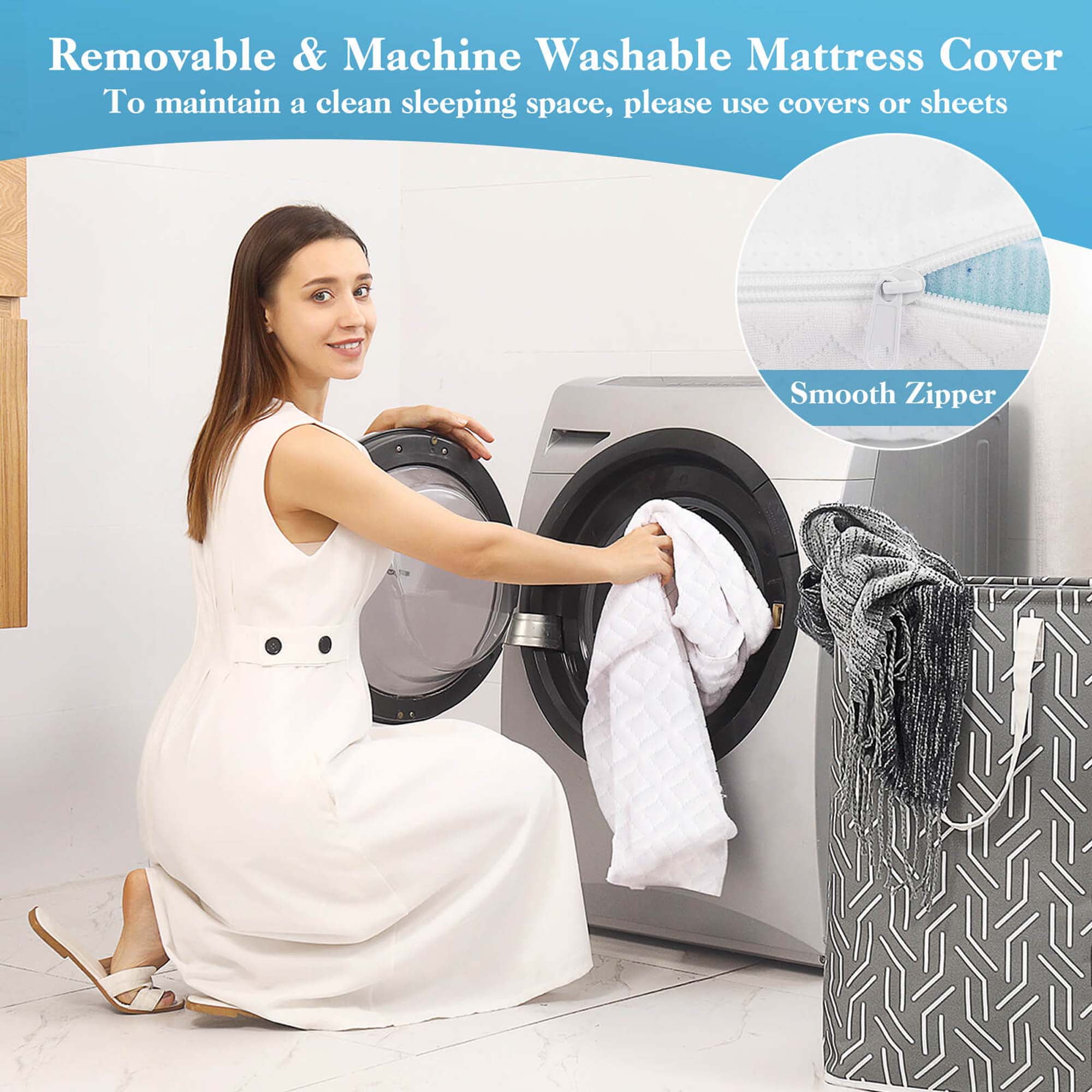 Costway 3" Gel-Infused Memory Foam Mattress Topper with Removable & Washable Cover Twin