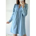 thumbnail image 2 of Women's Myosotis Buttoned Denim Shift Dress with Ruffles, 2 of 8