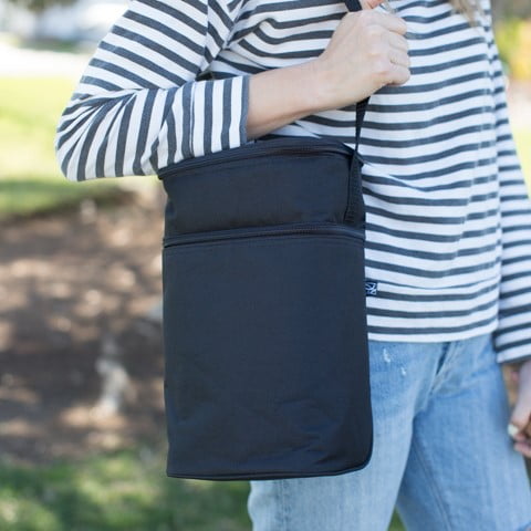 J.L. Childress Six Bottle Breast Milk Cooler Travel Bag - Insulated Baby Bottle Storage Bag, Includes Ice Pack - Black