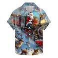 thumbnail image 1 of Camisas de Manga Larga para Hombres, Botón de Impresión Blusa de Cuello, Camisa de Poliéster de Moda Casual, 1 of 7