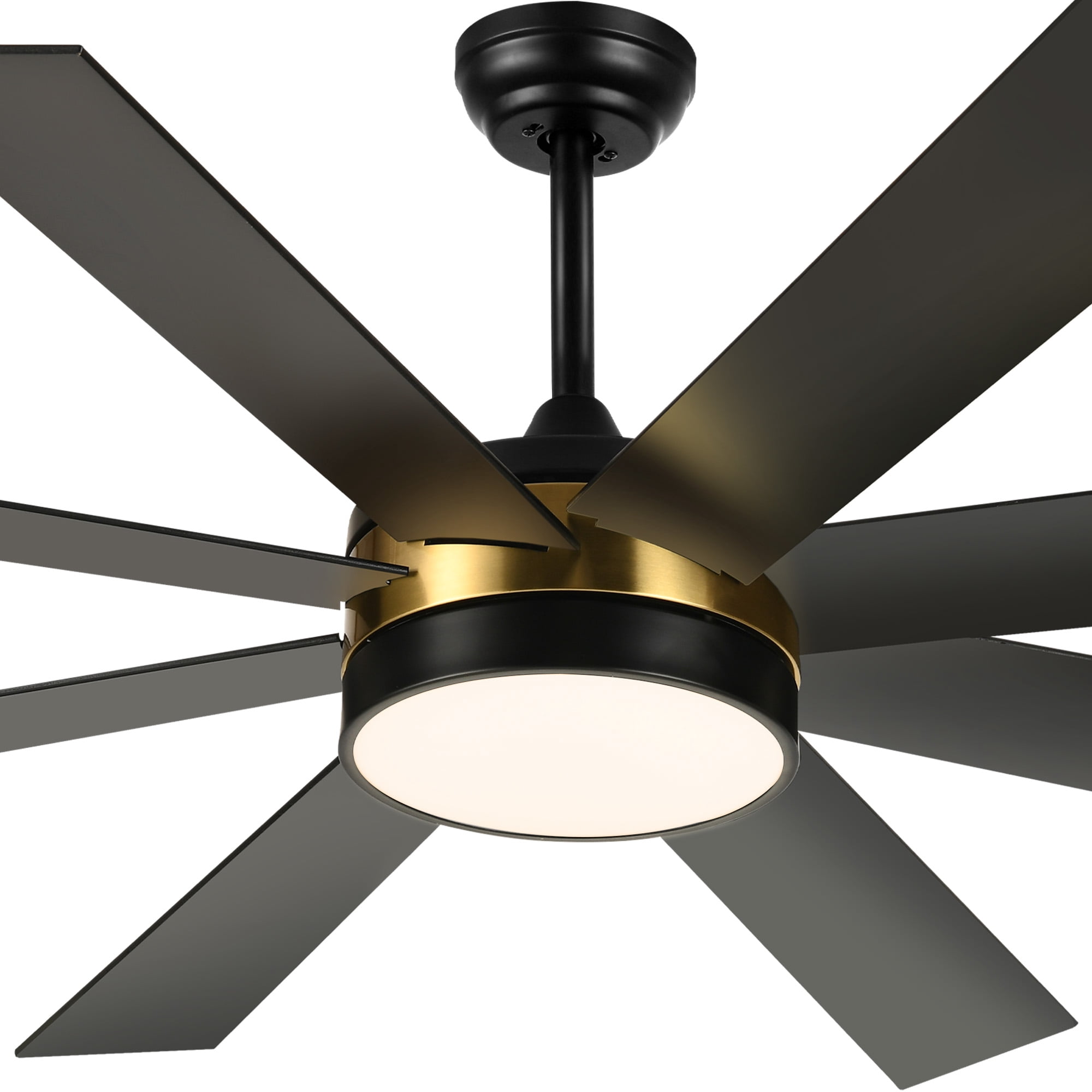 Dextrus 60 inch Modern Black Ceiling Fan with Light and Remote, DC Fanlight for Livingroom, Bedroom, 8 Blades, Reverse Airflow,6 Speeds, 3 Color Temperatures - Black & Gold