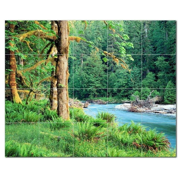 River Picture Ceramic Tile Mural Kitchen Backsplash Bathroom Shower, 405732-L54