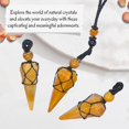 thumbnail image 3 of Yellow Jasper Crystal Stone Holder Necklace Pendulum, Unique Women Men Necklace (Black Macrame), 3 of 5