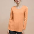 thumbnail image 2 of UJNDER Women's Classic V Neck Long Sleeve T Shirts for Women Solid Color Top Casual Comfortable Orange S, 2 of 5