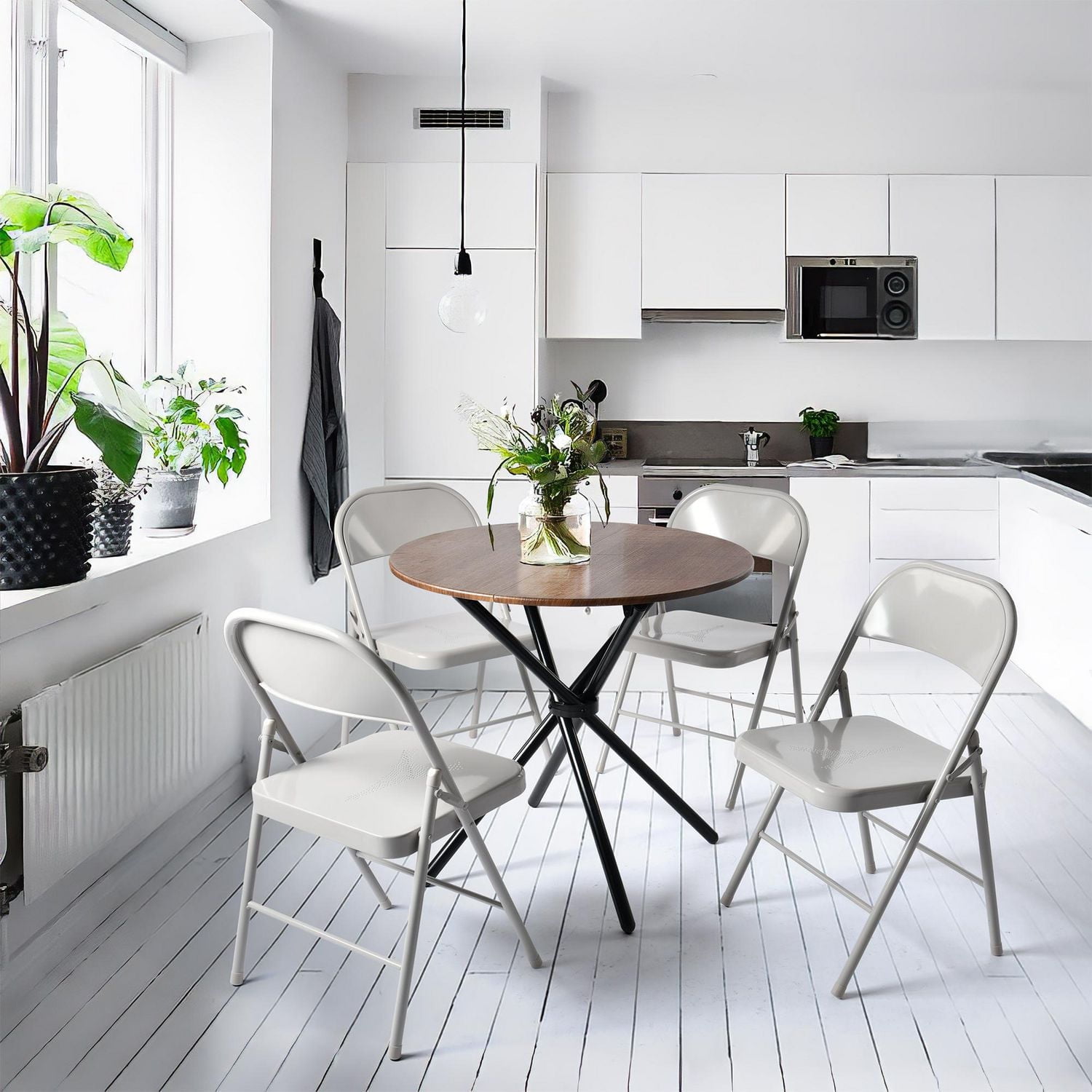 Ensemble de 4 chaises de salle à manger Homy Casa - Chaises pliantes robustes, couleurs Morandi tendance pour la maison et le travail, bleu/rose/gris