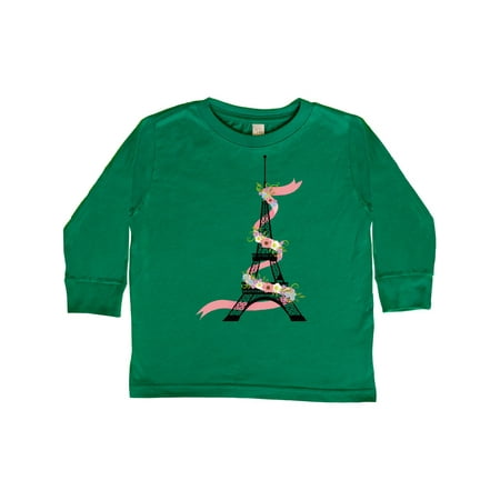 

Inktastic Eiffel Tower with Pink Ribbon and Flowers Gift Toddler Boy or Toddler Girl Long Sleeve T-Shirt