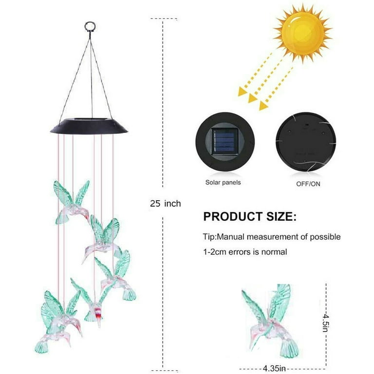 LINKPAL Hummingbird Solar Color-Changing LED Hanging Lamp