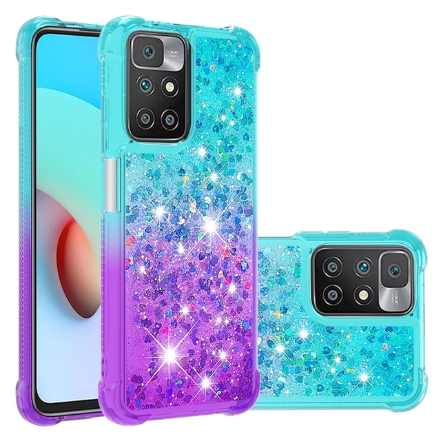 Funda para Xiaomi Redmi 10 4G Transparente con Brillos Carcasa Protectora Antigolpes con Glitter Brillante