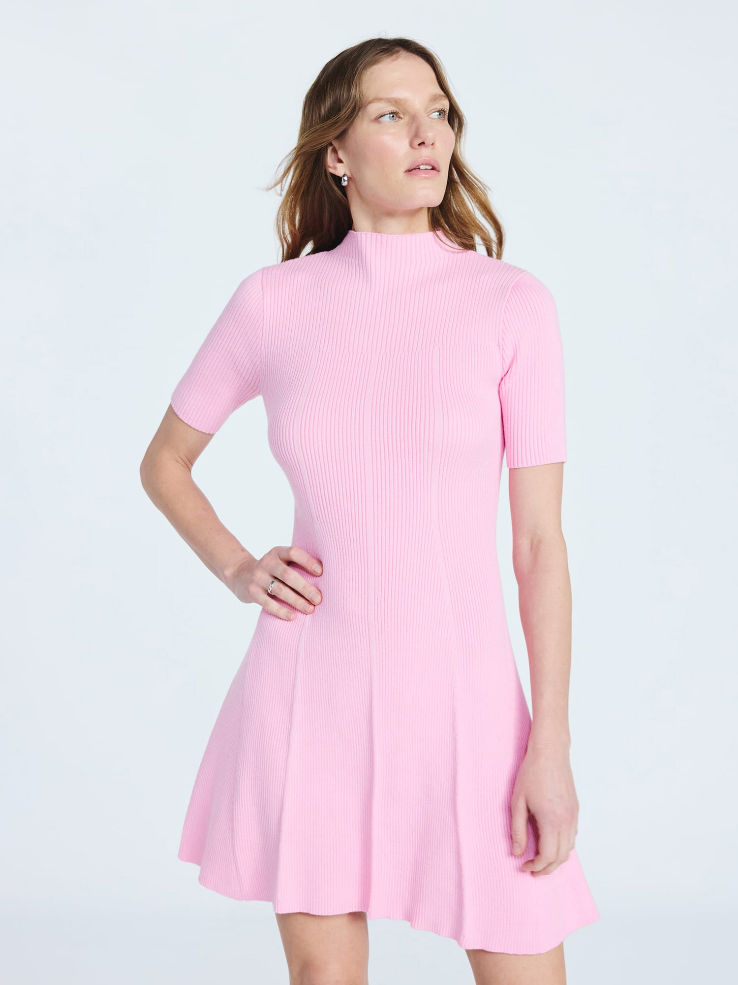 Scoop Women's Mini Sweater Dress with Elbow Length Sleeves, Sizes XS-XXL