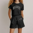 thumbnail image 2 of Bobifish Toddler Girls Outfit Sets Summer Short Sleeve Top Letter Print Loose Fit Elastic Waist Shorts 2 Piece Sets, 2 of 7