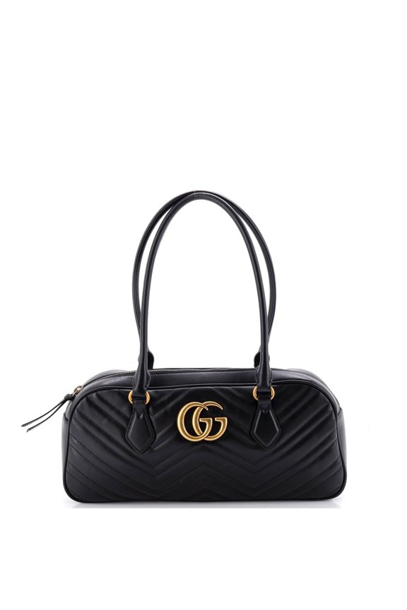 Pre-Owned GG Marmont Top Handle Bowler Bag Matelasse Leather Medium By Rebag