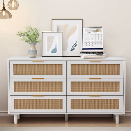 Rattan Dresser | Suitable for Bedroom & Corridor | High-Quality MDF & Smooth Rails | Keep Items in Order