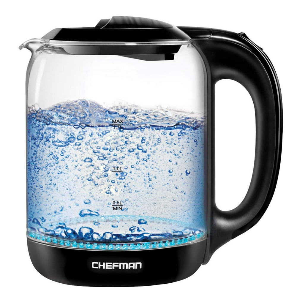 Chefman 1.7 Liter Electric Glass Tea Kettle with One Touch Easy