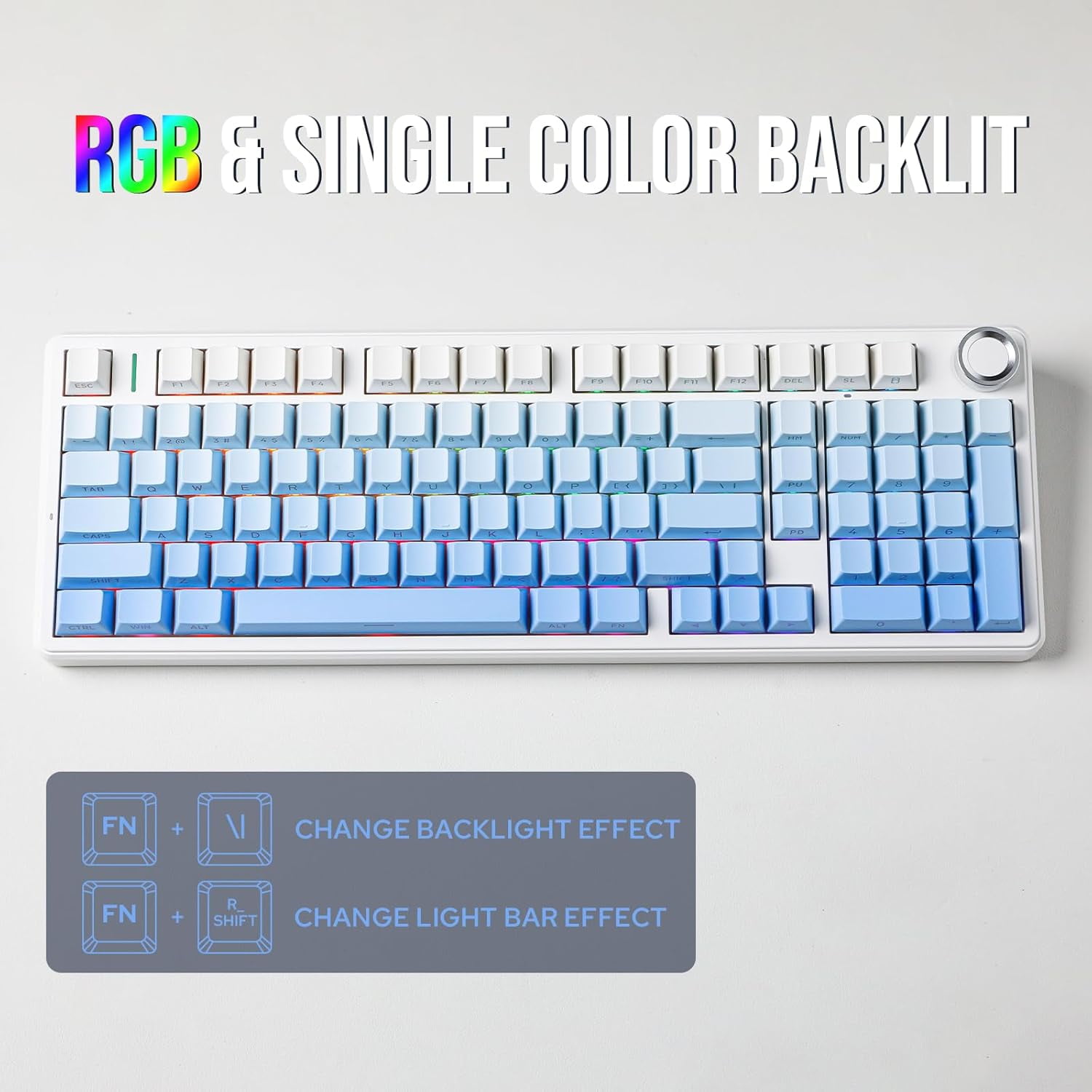 AULA F99 Pro, 99-Key, Wireless, Hot Swappable, Mechanical Gaming Keyboard, RGB, 5-Layer Padding, 8000 mAh Battery, Knob