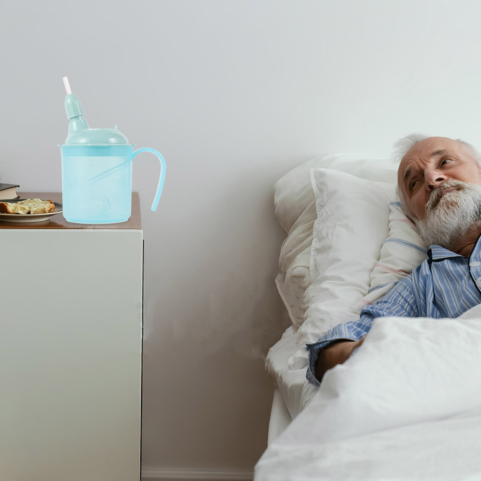 DEEPCRAFF 2-Pack Adult Spill-Proof Drinking Cups PP Material for Bedridden Seniors and Patients, and